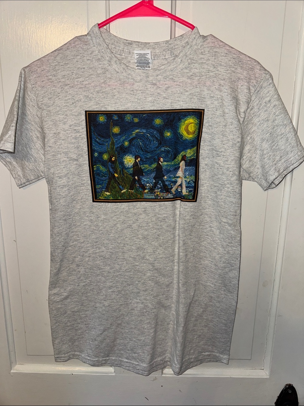 Starry Night Beatles Graphic Tee - Light Gray